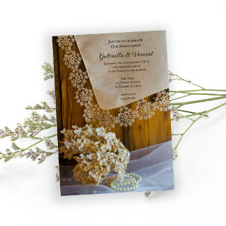 Invitación Fiesta de Barn de Encaje y Flores del País
