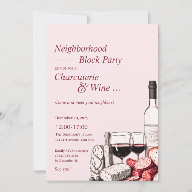 Invitación Fiesta de Barrio Charcutería y Vino (Anverso)