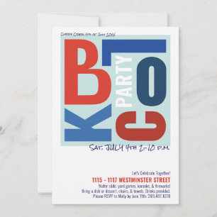 Invitación Fiesta de barrio con tema retro del 4 de julio