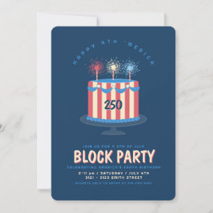 Invitación Fiesta de Barrio en América Cumpleaños 250 Tarta
