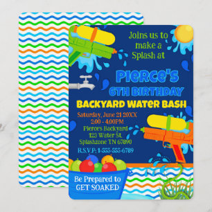 Invitación Fiesta de Bash de Agua del patio trasero de la fie