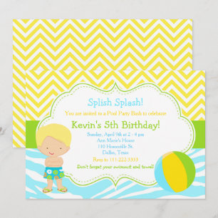Invitación Fiesta de Bash Fiesta de Blonde Boy Pool