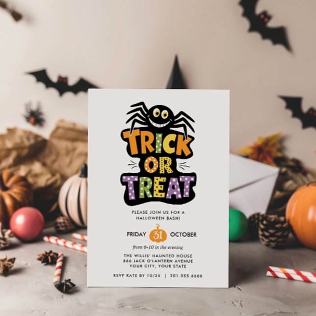 Invitación FIESTA DE Bash HALLOWEB DE TRICK O TREAT CUTE SPID (Subido por el creador)