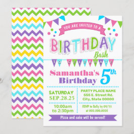 Invitación Fiesta de Bash Nacido Pink Verde azulada Purple