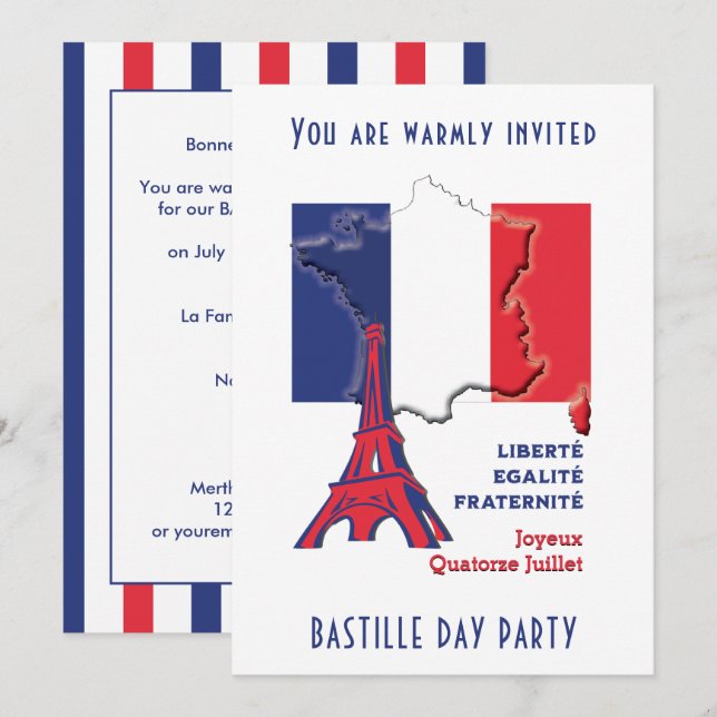 Invitación Fiesta DE BASTILLE DAY (Anverso / Reverso)