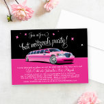 Invitación Fiesta de Bat Mitzvah en Limo Rosa Glamour<br><div class="desc">Una limusina rosa estirada se desliza bajo un cielo negro estrellado en esta invitación de fiesta de Bat Mitzvah glamorosa, combinada con una escritura fluida y detalles juguetones que anuncian la celebración. Una opción divertida para una fiesta de Bat Mitzvah con tema de limusina, celebración de noche de chicas o...</div>