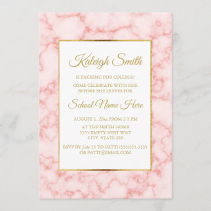 Invitación Fiesta de baúl de mármol rosa hermoso y elegante d