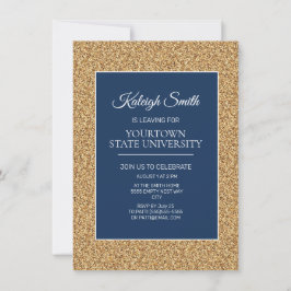 Invitación Fiesta de baúl universitario elegante azul marino