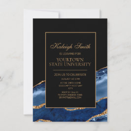 Invitación Fiesta de baúl universitario elegante azul marino