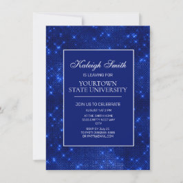 Invitación Fiesta de baúl universitario elegante brillo azul