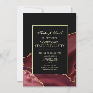 Invitación Fiesta de Baúl Universitario Elegante Burgundy Neg