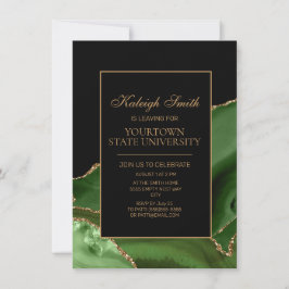 Invitación Fiesta de baúl universitario elegante mármol verde