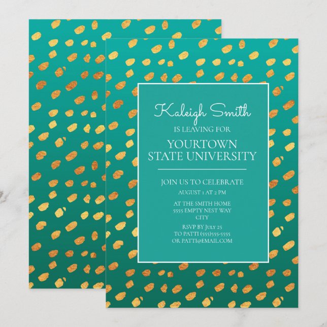 Invitación Fiesta de baúl universitario Moderno Verde Turques (Anverso / Reverso)