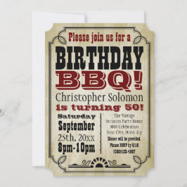 Invitación Fiesta de BBQ de cumpleaños de un país antiguo