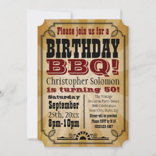 Invitación Fiesta de BBQ de cumpleaños de un país antiguo