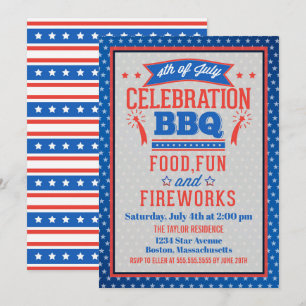 Invitación Fiesta de BBQ de la Celebración del 4 de Julio