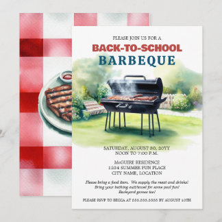 Invitación Fiesta de BBQ de Verano para el Regreso a Clases