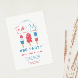 Invitación Fiesta de BBQ del 4 de julio en el patio trasero R