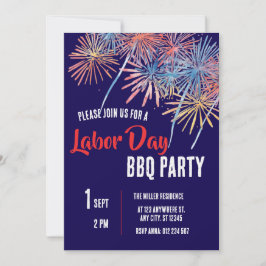 Invitación Fiesta de BBQ del Día del Trabajo Rojo Blanco Azul