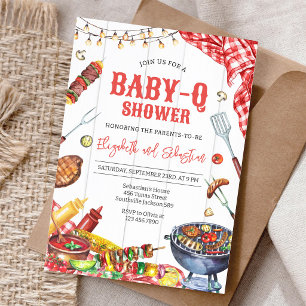 Invitación Fiesta de BBQ en el patio trasero de BABY-Q Parril
