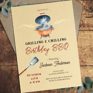 Invitación Fiesta de BBQ en el patio trasero para adultos de