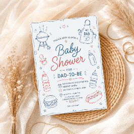 Invitación Fiesta de BBQ para el futuro papá en el patio tras