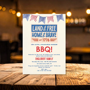 Invitación Fiesta de BBQ Patriótica Americana 4 de Julio