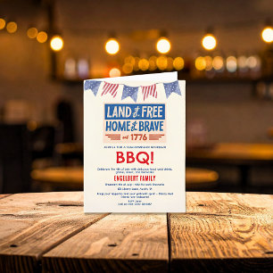 Invitación Fiesta de BBQ Patriótica Americana 4 de Julio Dobl