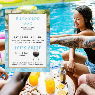 Invitación Fiesta de BBQ y piscina en el patio trasero