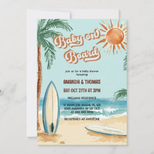 Invitación Fiesta de Bebé a Bordo de Surfboard