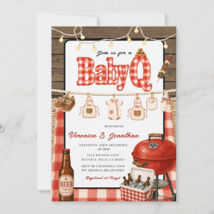 Invitación Fiesta de bebé a la parrilla patio trasero rejilla