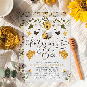 Invitación Fiesta de Bebé Abejorro Panal de Miel Mamá a Abeja