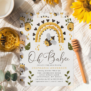 Invitación Fiesta de Bebé Abejorro Panal Oh Babee Bee