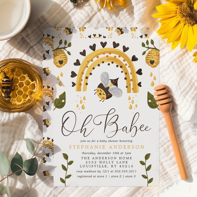 Invitación Fiesta de Bebé Abejorro Panal Oh Babee Bee (Subido por el creador)