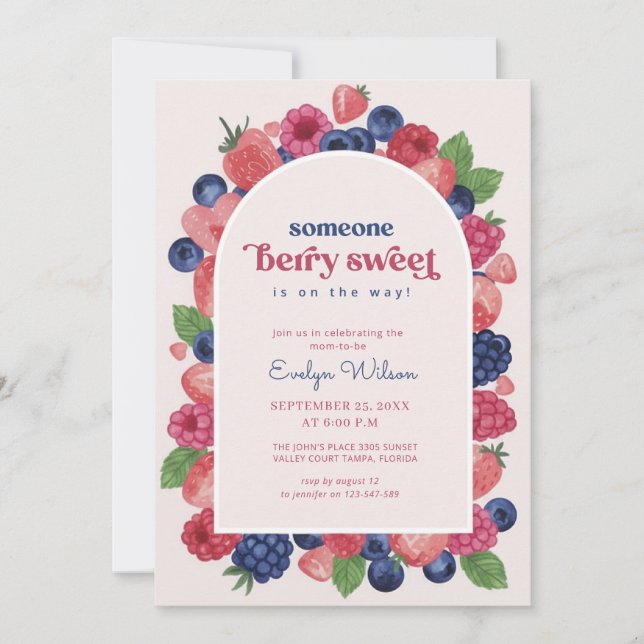 Invitación Fiesta de Bebé Acuarela Frutas del Arcoiris (Anverso)