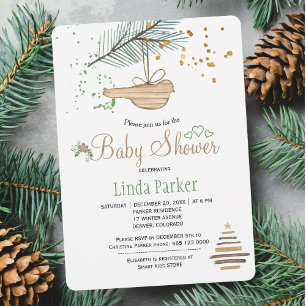 Invitación Fiesta de bebé acuarela natural blanca bosque de i