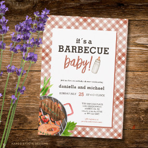 Invitación Fiesta de Bebé al Grill Rústico Marrón