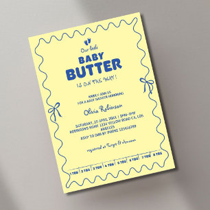 Invitación Fiesta de Bebé Amarillo Mantequilla Moderno