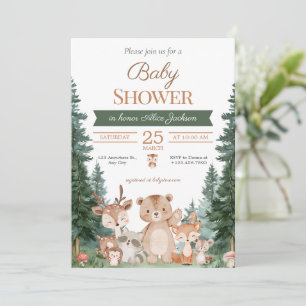 Invitación Fiesta de Bebé Animales del Bosque Boho