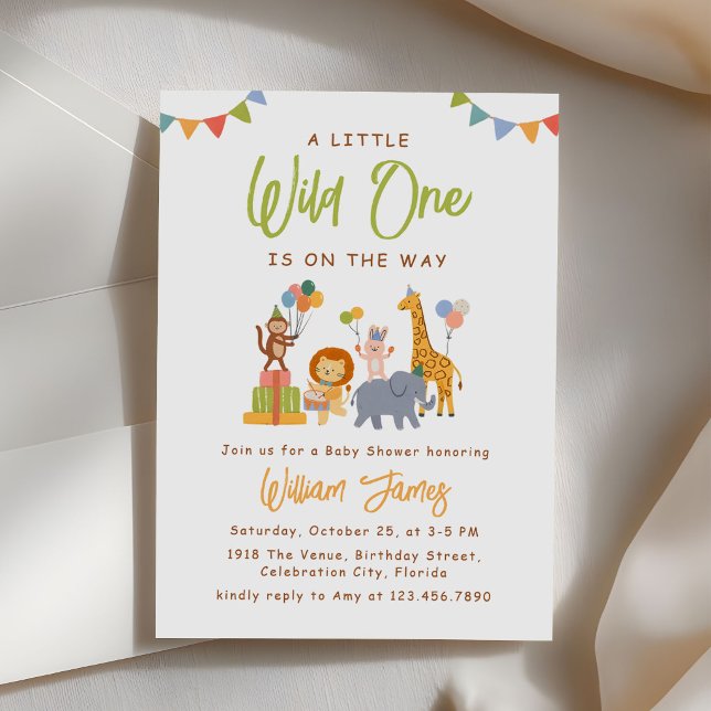 Invitación Fiesta de Bebé Animales Safari Wild One (Subido por el creador)