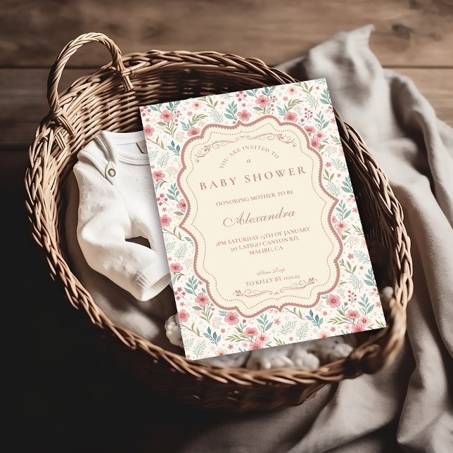 Invitación Fiesta de bebé antigua de jardín de campo (Subido por el creador)