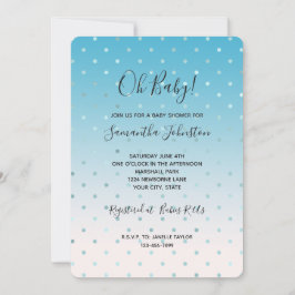 Invitación Fiesta de Bebé Aqua Glam Dots Ombre