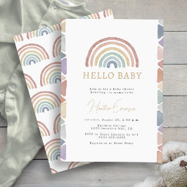 Invitación Fiesta de Bebé Arcoíris Boho