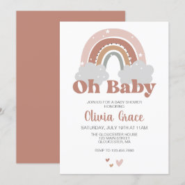Invitación Fiesta de bebé arcoíris boho