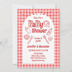 Invitación Fiesta de Bebé BaByQ Barbacoa Roja