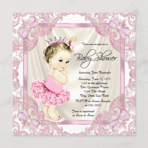 Invitación Fiesta de Bebé Bailarina Princesa Tutú Perlas