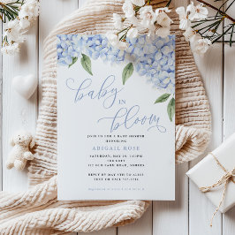 Invitación Fiesta de Bebé Blue Hydrangea Baby in Bloom