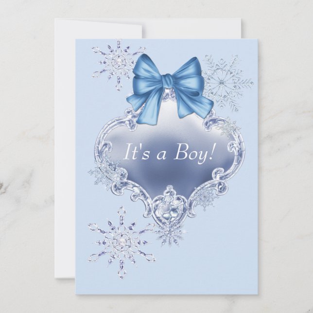 Invitación Fiesta de bebé Blue Snowflake Winter Wonderland (Anverso)