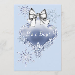 Invitación Fiesta de bebé Blue Snowflake Winter Wonderland