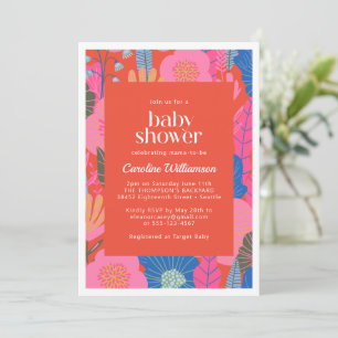 Invitación Fiesta de Bebé Bohemio Floral Rojo Colorido